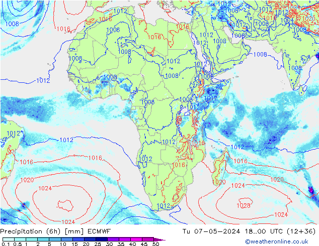 Z500/Rain (+SLP)/Z850 ECMWF Út 07.05.2024 00 UTC