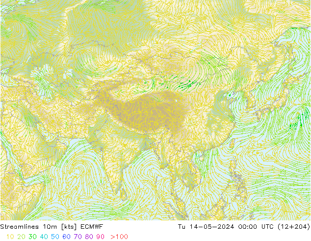 Línea de corriente 10m ECMWF mar 14.05.2024 00 UTC