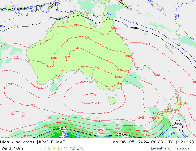 yüksek rüzgarlı alanlar ECMWF Pzt 06.05.2024 00 UTC