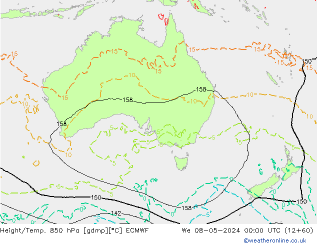 Z500/Rain (+SLP)/Z850 ECMWF mer 08.05.2024 00 UTC