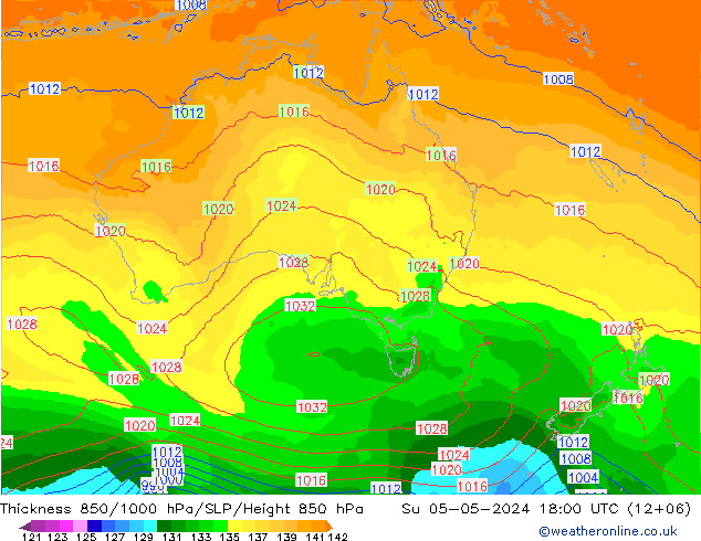 Thck 850-1000 hPa ECMWF dom 05.05.2024 18 UTC