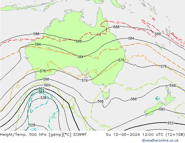 Z500/Rain (+SLP)/Z850 ECMWF Su 12.05.2024 12 UTC