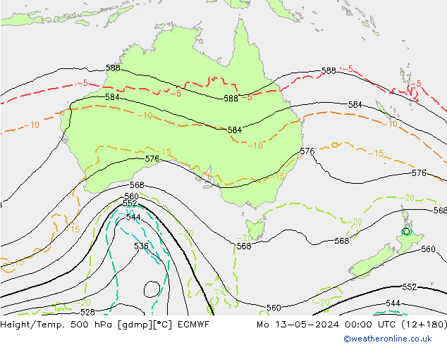 Height/Temp. 500 hPa ECMWF Mo 13.05.2024 00 UTC