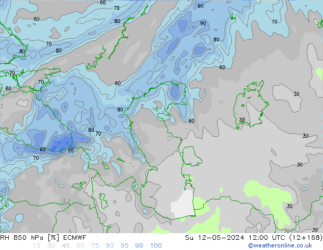 RH 850 hPa ECMWF Su 12.05.2024 12 UTC