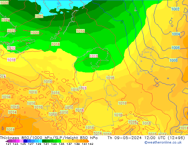 Thck 850-1000 гПа ECMWF чт 09.05.2024 12 UTC