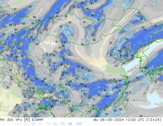 RH 300 hPa ECMWF 星期一 06.05.2024 12 UTC