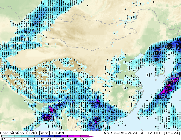 降水量 (12h) ECMWF 星期一 06.05.2024 12 UTC
