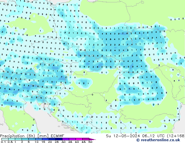 Precipitation (6h) ECMWF Ne 12.05.2024 12 UTC