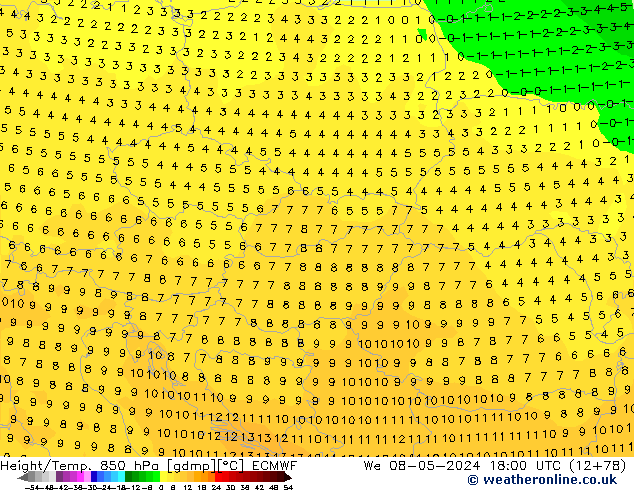 Z500/Regen(+SLP)/Z850 ECMWF wo 08.05.2024 18 UTC