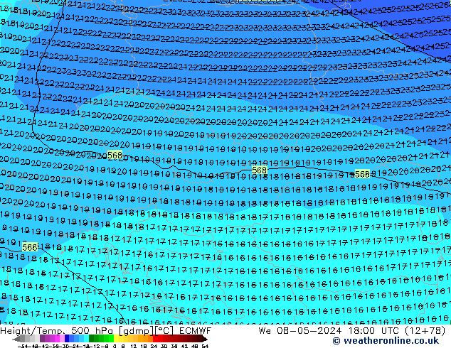 Z500/Regen(+SLP)/Z850 ECMWF wo 08.05.2024 18 UTC