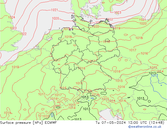 Atmosférický tlak ECMWF Út 07.05.2024 12 UTC