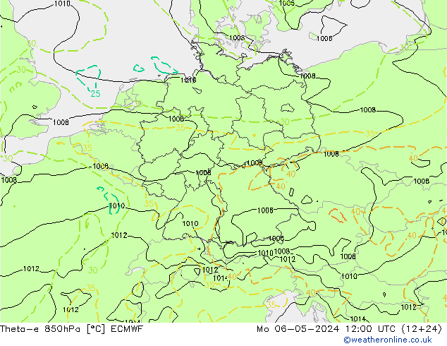 Theta-e 850hPa ECMWF Pzt 06.05.2024 12 UTC