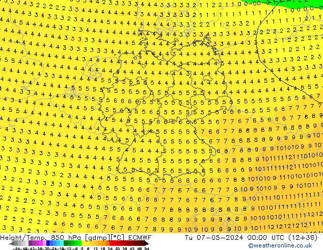 Z500/Rain (+SLP)/Z850 ECMWF Di 07.05.2024 00 UTC