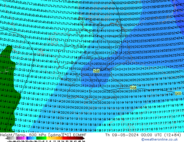 Z500/Rain (+SLP)/Z850 ECMWF Qui 09.05.2024 00 UTC