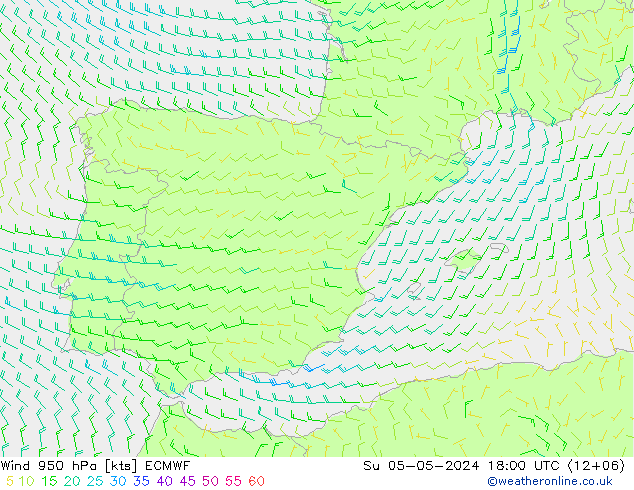 Wind 950 hPa ECMWF Su 05.05.2024 18 UTC