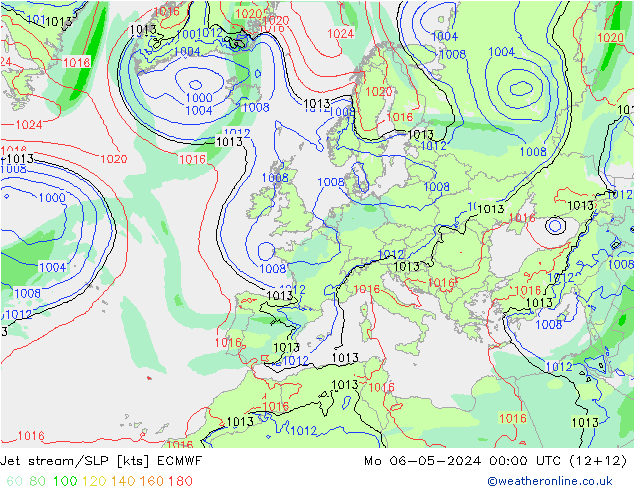 Corrente a getto ECMWF lun 06.05.2024 00 UTC