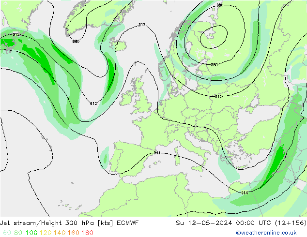 Jet stream/Height 300 hPa ECMWF Su 12.05.2024 00 UTC