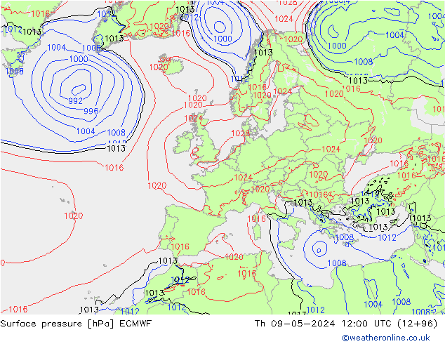 приземное давление ECMWF чт 09.05.2024 12 UTC