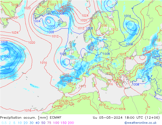 Precipitation accum. ECMWF Su 05.05.2024 18 UTC