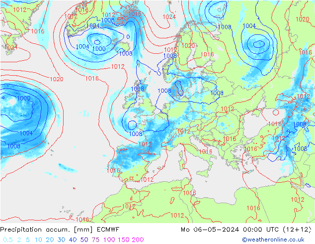 Nied. akkumuliert ECMWF Mo 06.05.2024 00 UTC