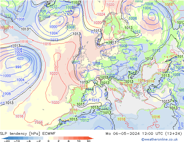 Drucktendenz ECMWF Mo 06.05.2024 12 UTC