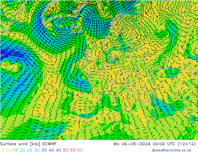 Surface wind ECMWF Mo 06.05.2024 00 UTC