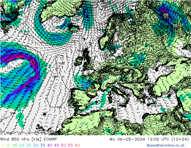 Wind 850 hPa ECMWF Mo 06.05.2024 12 UTC