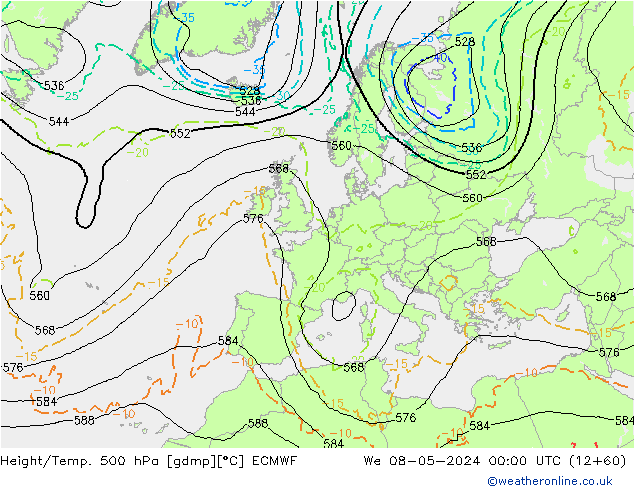 Z500/Rain (+SLP)/Z850 ECMWF mié 08.05.2024 00 UTC