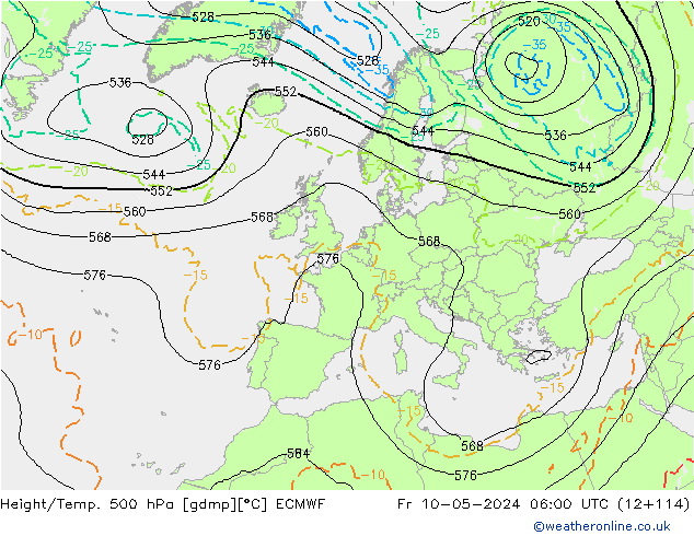 Z500/Rain (+SLP)/Z850 ECMWF пт 10.05.2024 06 UTC