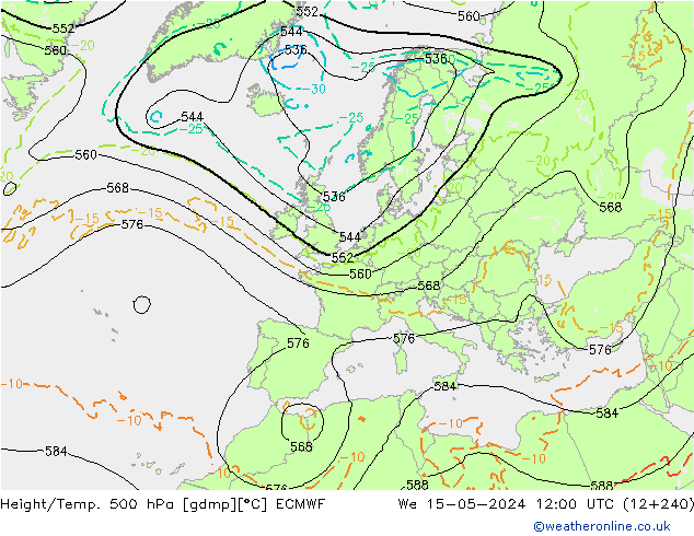 Height/Temp. 500 hPa ECMWF  15.05.2024 12 UTC