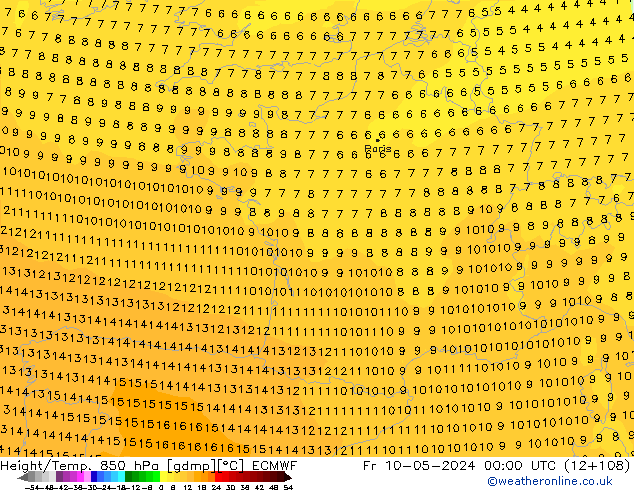 Z500/Rain (+SLP)/Z850 ECMWF Fr 10.05.2024 00 UTC