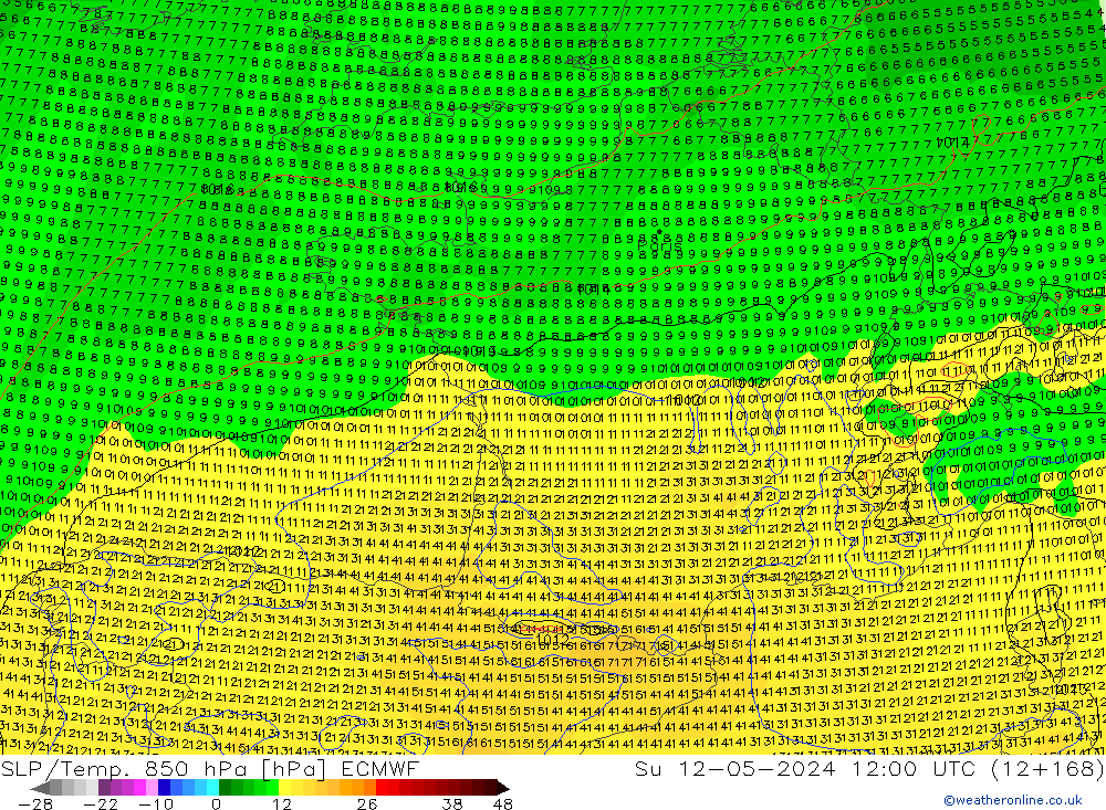 SLP/Temp. 850 hPa ECMWF Su 12.05.2024 12 UTC