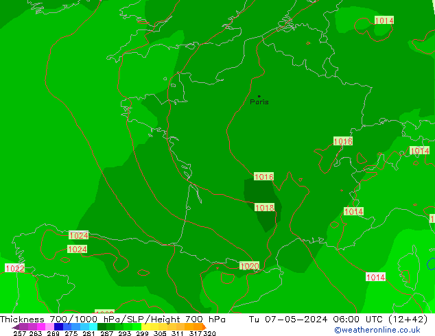 Thck 700-1000 hPa ECMWF  07.05.2024 06 UTC