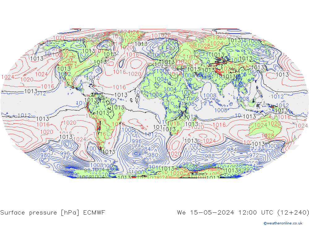 Yer basıncı ECMWF Çar 15.05.2024 12 UTC