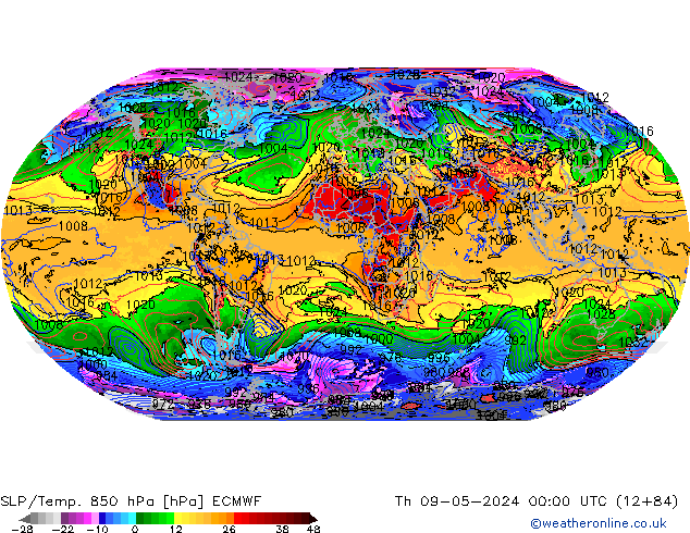 SLP/Temp. 850 hPa ECMWF Th 09.05.2024 00 UTC