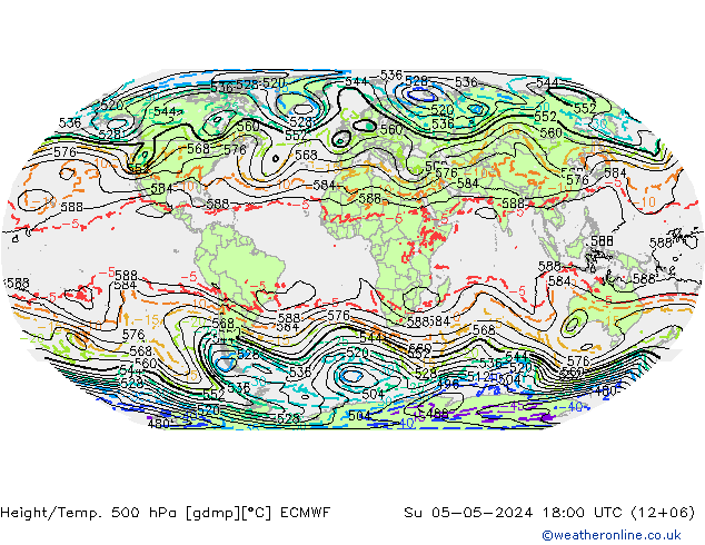 Z500/Rain (+SLP)/Z850 ECMWF Dom 05.05.2024 18 UTC