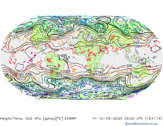 Z500/Rain (+SLP)/Z850 ECMWF Fr 10.05.2024 06 UTC