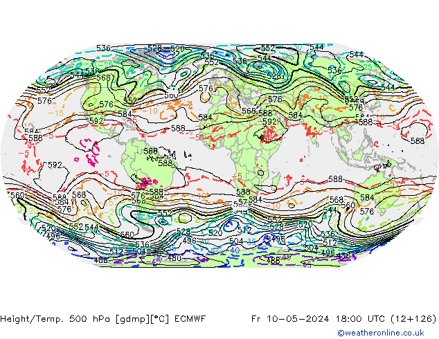 Height/Temp. 500 гПа ECMWF пт 10.05.2024 18 UTC