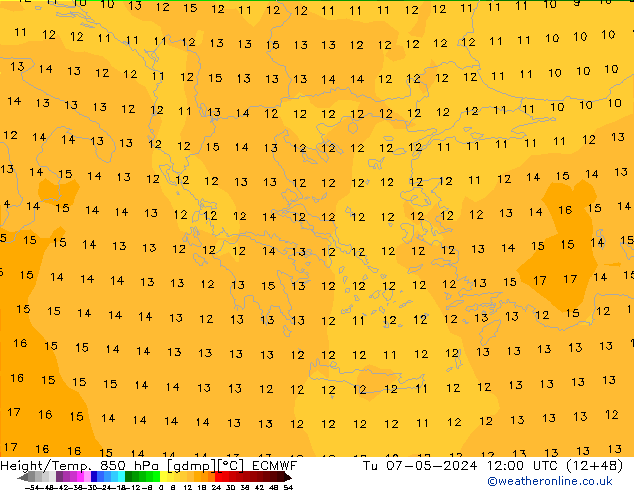 Z500/Rain (+SLP)/Z850 ECMWF  07.05.2024 12 UTC