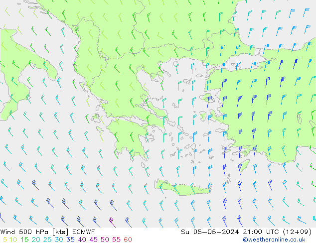 Wind 500 hPa ECMWF Su 05.05.2024 21 UTC