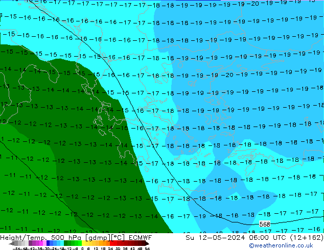 Z500/Rain (+SLP)/Z850 ECMWF Su 12.05.2024 06 UTC