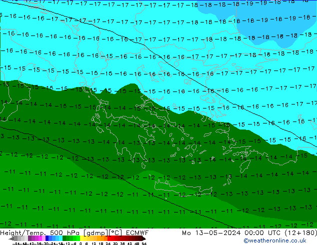 Z500/Rain (+SLP)/Z850 ECMWF Mo 13.05.2024 00 UTC