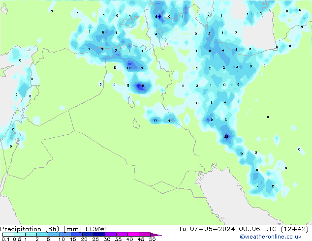 Yağış (6h) ECMWF Sa 07.05.2024 06 UTC