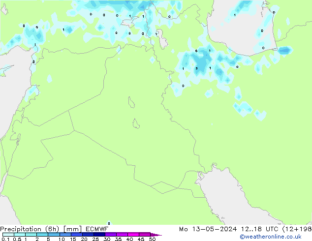 Yağış (6h) ECMWF Pzt 13.05.2024 18 UTC
