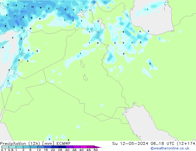 Precipitación (12h) ECMWF dom 12.05.2024 18 UTC
