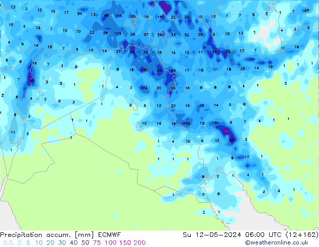 Precipitation accum. ECMWF Su 12.05.2024 06 UTC