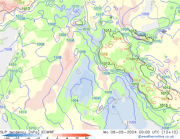Druktendens (+/-) ECMWF ma 06.05.2024 00 UTC