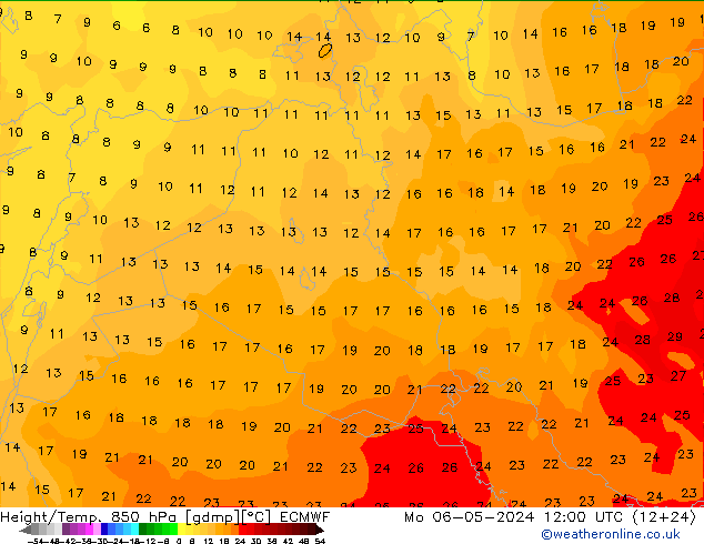 Z500/Rain (+SLP)/Z850 ECMWF pon. 06.05.2024 12 UTC