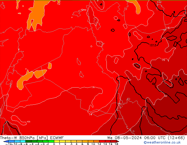 Theta-W 850hPa ECMWF We 08.05.2024 06 UTC