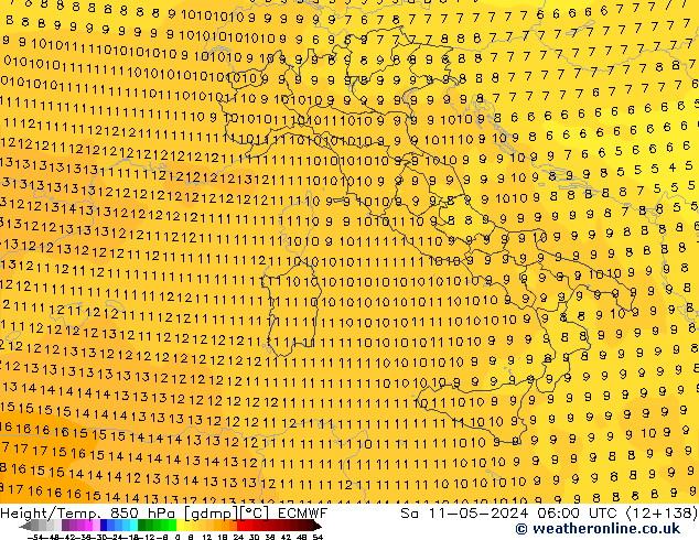 Z500/Rain (+SLP)/Z850 ECMWF Sa 11.05.2024 06 UTC